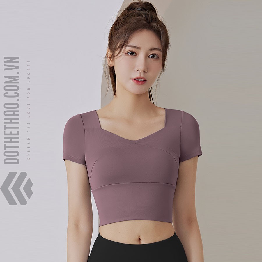Áo tập yoga nữ tính ngắn tay cao cấp (DTT-016) - Ảnh 1