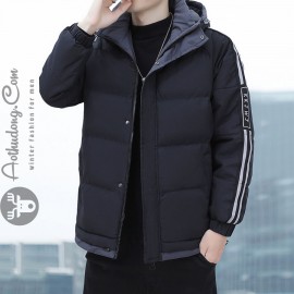 Áo khoác phao nam nữ đen có mũ cao cấp (ATD-516)
