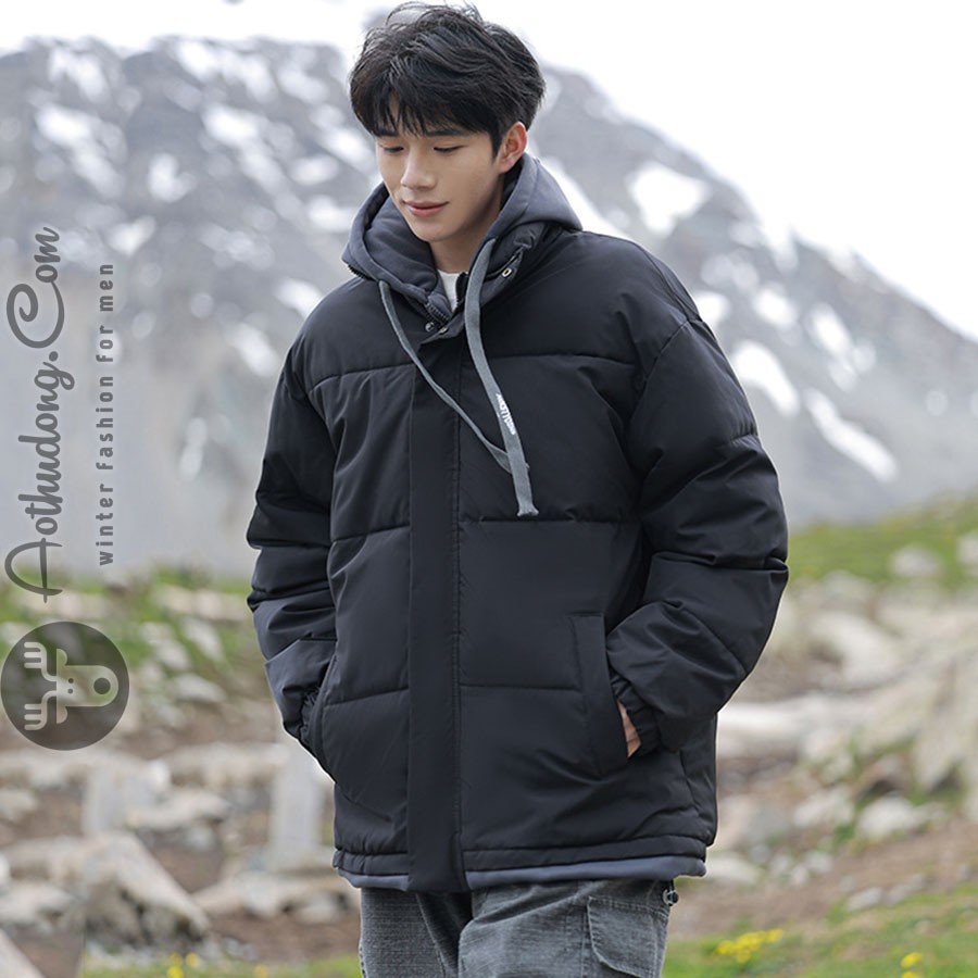 Áo khoác phao mũ hoodie nam nữ hàng hiệu (ATD-505) - Ảnh 0