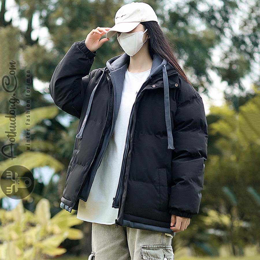 Áo khoác phao mũ hoodie nam nữ hàng hiệu (ATD-505) - Ảnh 2