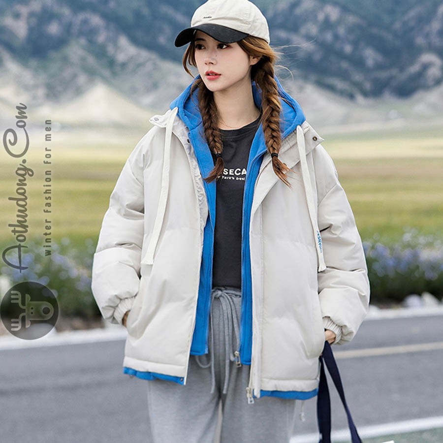 Áo phao mũ hoodie nam nữ hàng hiệu trắng (ATD-512) - Ảnh 0