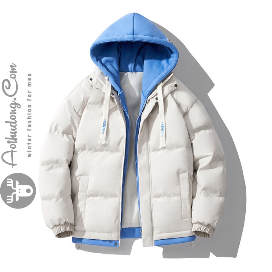 Áo phao mũ hoodie nam nữ hàng hiệu trắng (ATD-512) - Ảnh 1